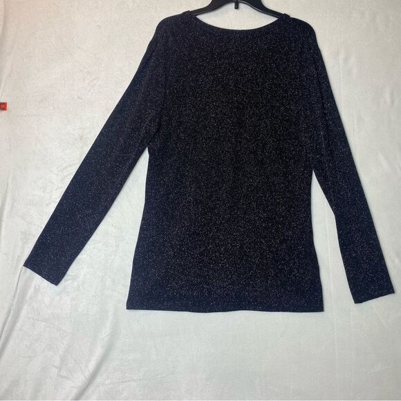 Jessica McClintock Vintage Black/Silver Threads Cardigan Sweater Size Medium - Picture 2 of 10